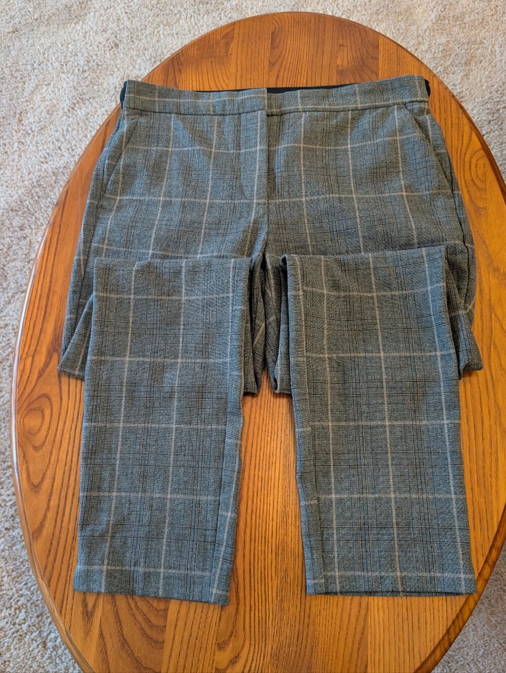 Zara Gray Windowpane Dress Pants, Size S